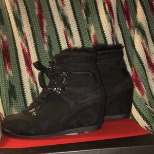 G by Guess wedge fur lined booties